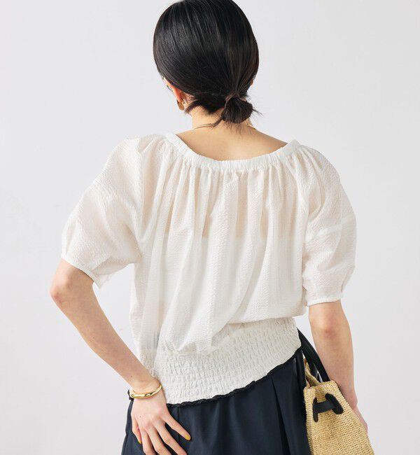 NOLLEY'S「ウォッシャブル袖ボリュームサッカーブラウス」|シャツ・ブラウス|