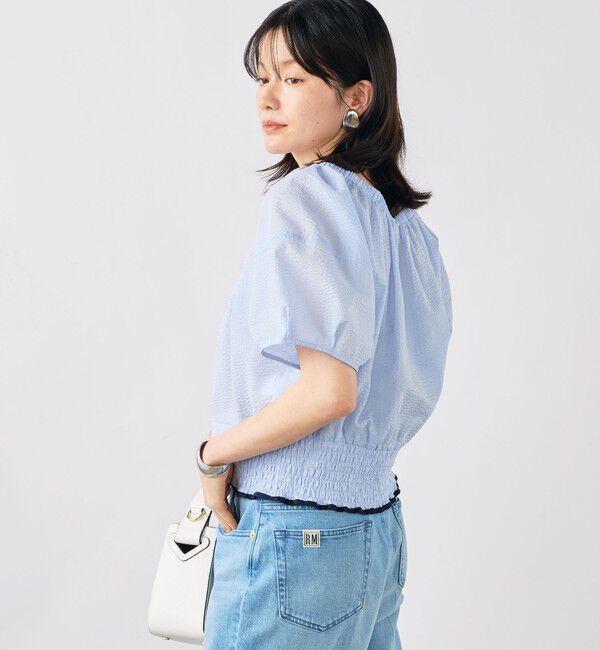 NOLLEY'S「ウォッシャブル袖ボリュームサッカーブラウス」|シャツ・ブラウス|