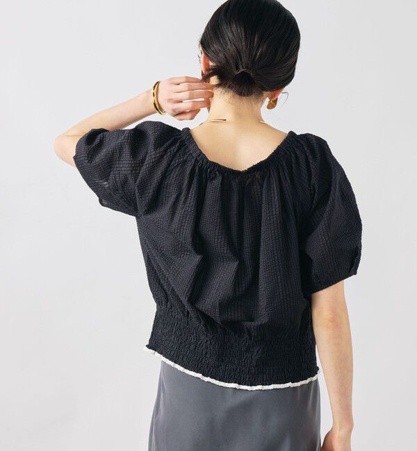 NOLLEY'S「ウォッシャブル袖ボリュームサッカーブラウス」|シャツ・ブラウス|