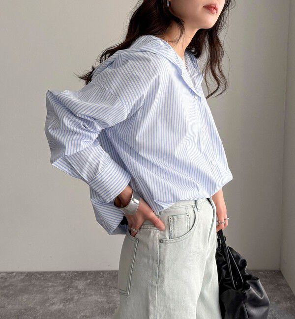 fredy emue「ストライプフーディーシャツ」|シャツ・ブラウス|