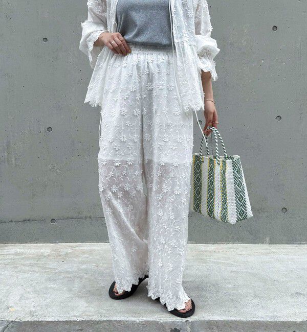 fredy emue「3D刺繍スカラップイージーパンツ」|チノ|