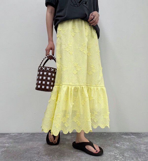 fredy emue「コットンレースギャザースカート」|スカート|イエロー