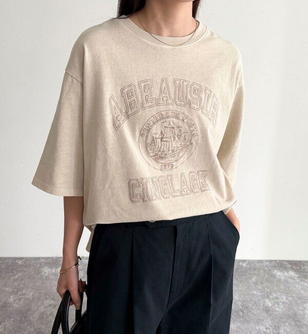 fredy emue「ピグメント刺繍クロップドTシャツ」|Tシャツ・カットソー|