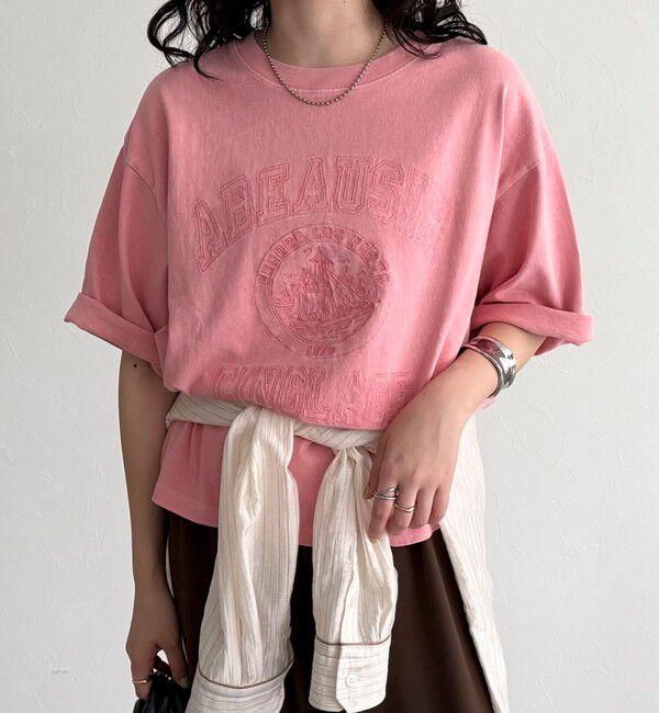 fredy emue「ピグメント刺繍クロップドTシャツ」|Tシャツ・カットソー|