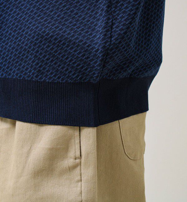 GLOSTER「【シャリ感で軽やか】バーズアイVネック crunchyカーデ」|カーディガン|