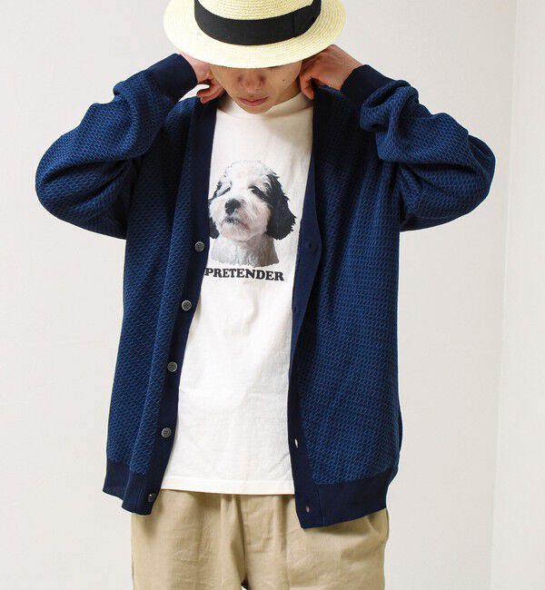 GLOSTER「【シャリ感で軽やか】バーズアイVネック crunchyカーデ」|カーディガン|