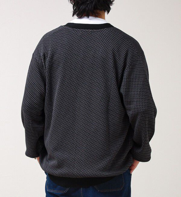 GLOSTER「【シャリ感で軽やか】バーズアイVネック crunchyカーデ」|カーディガン|