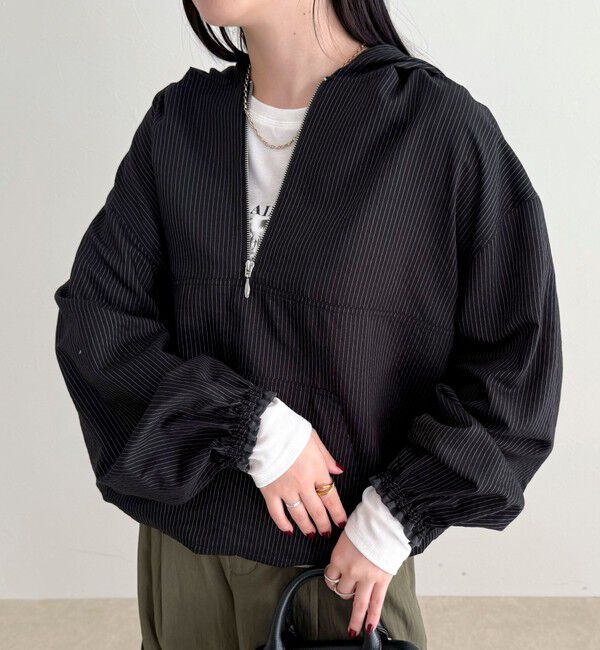 fredy emue「ストライプアノラックシャツブルゾン」|シャツ・ブラウス|ブラック系その他