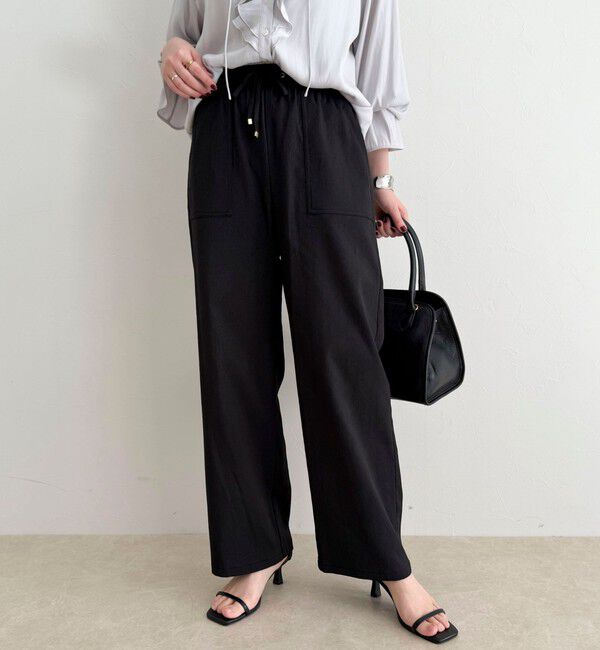 fredy emue「【接触冷感&times;UVカット/マルチ機能】ドライオックスセミワイドイージーパンツ」|チノ|ブラック