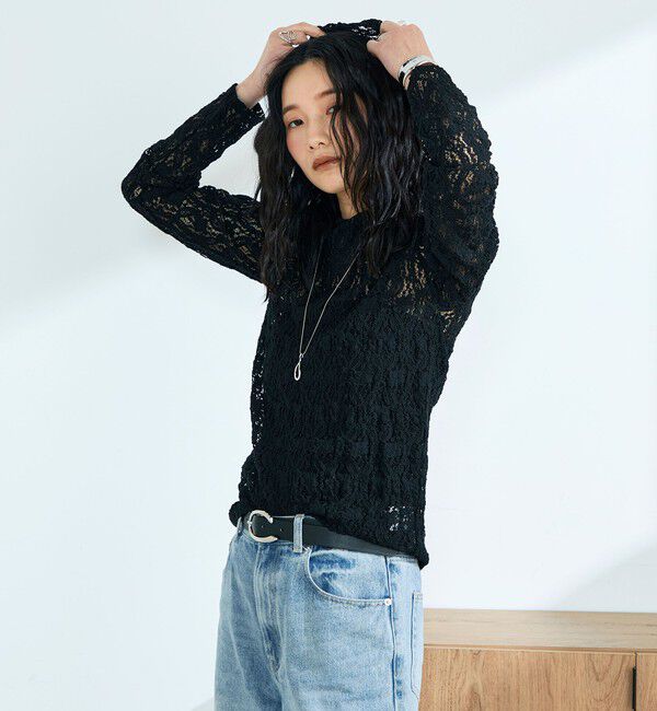 fredy emue「コットンレースフーディ」|Tシャツ・カットソー|ブラック