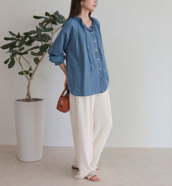 fredy emue「シアーデニムフリルカラーブラウス」|シャツ・ブラウス|