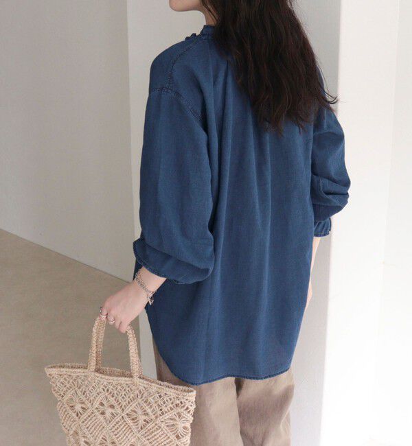fredy emue「シアーデニムフリルカラーブラウス」|シャツ・ブラウス|