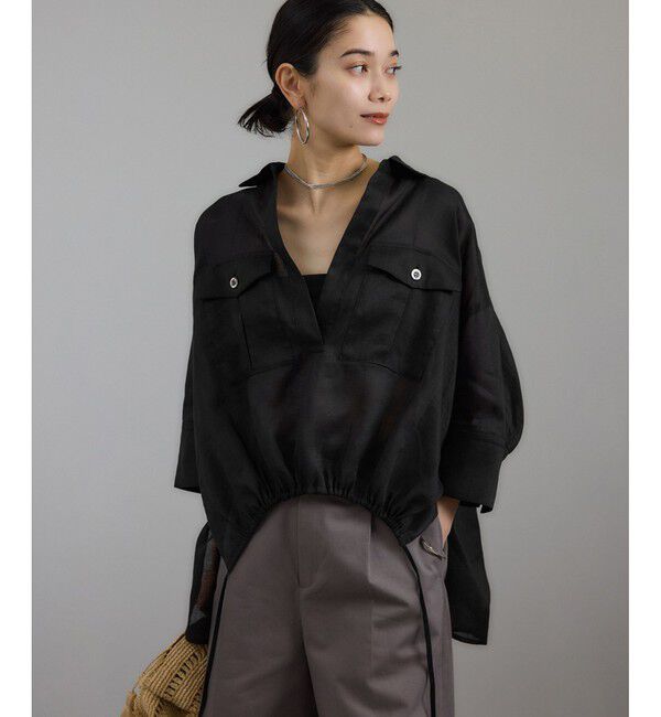 SALON adam et rope'「シアーリネンスキッパードルマンシャツ」|シャツ・ブラウス|ブラック(01)