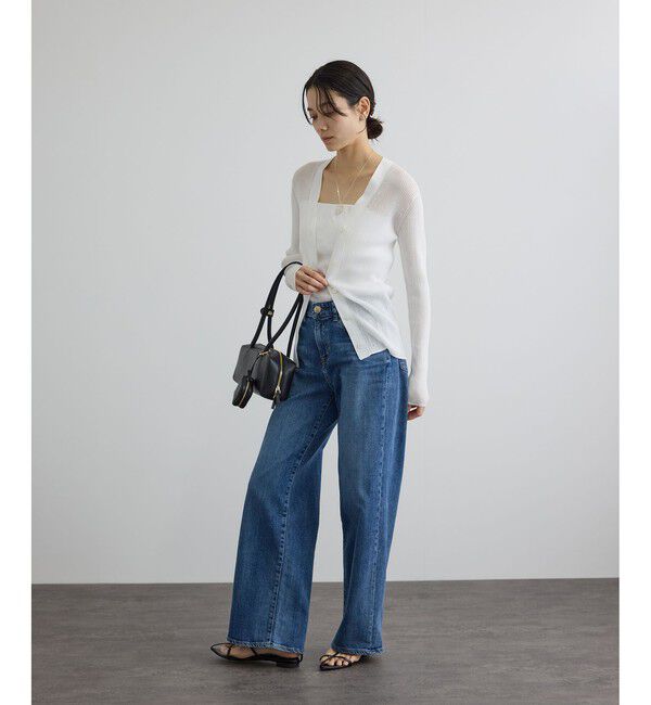 SALON adam et rope'「【WEB限定】シアーリブニットVネックカーディガン」|カーディガン|