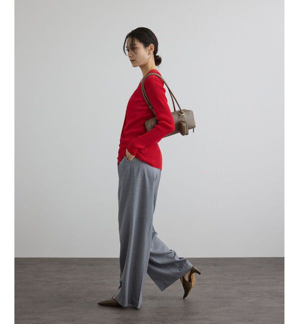 SALON adam et rope'「【WEB限定】シアーリブニットVネックカーディガン」|カーディガン|