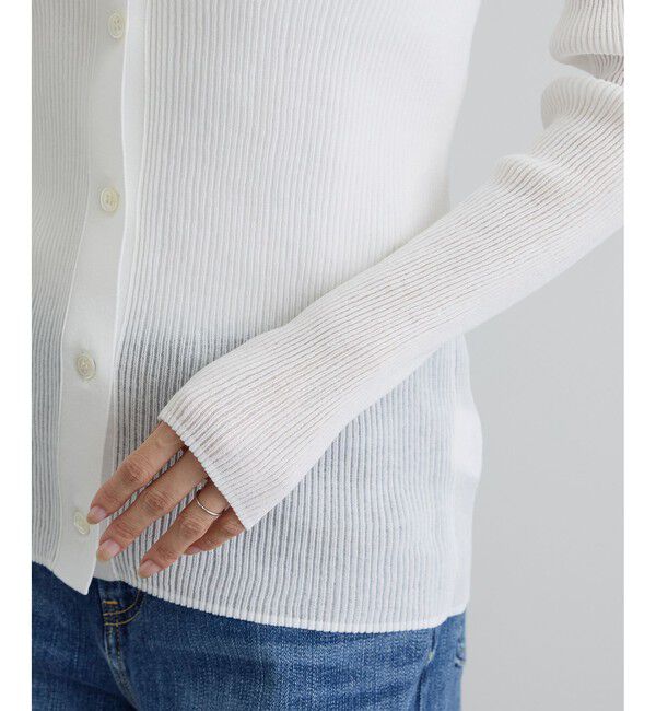 SALON adam et rope'「【WEB限定】シアーリブニットVネックカーディガン」|カーディガン|