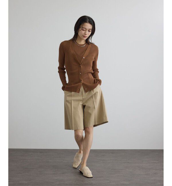 SALON adam et rope'「【WEB限定】シアーリブニットVネックカーディガン」|カーディガン|