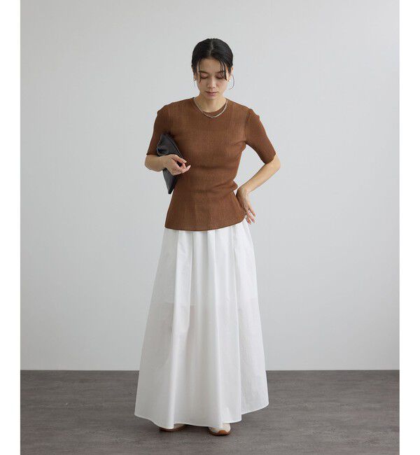 SALON adam et rope'「【WEB限定】シアーリブニットハーフスリーブプルオーバー」|Tシャツ・カットソー|