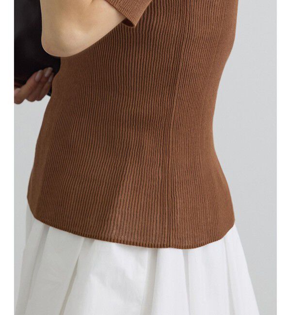 SALON adam et rope'「【WEB限定】シアーリブニットハーフスリーブプルオーバー」|Tシャツ・カットソー|