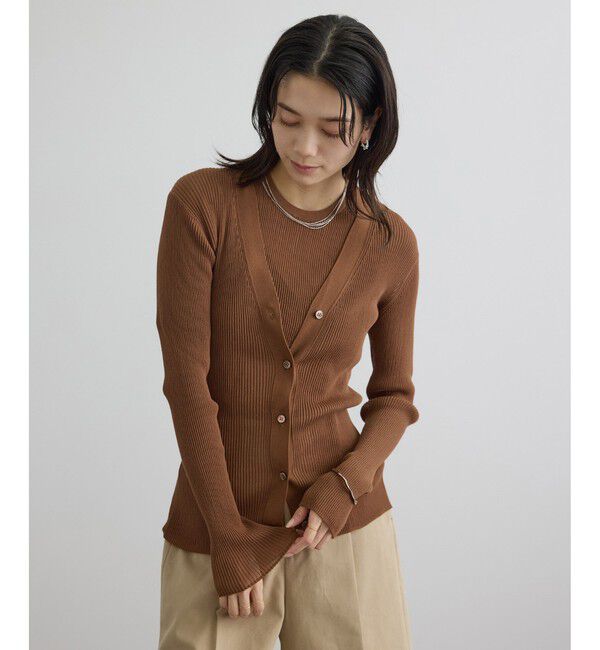 SALON adam et rope'「【WEB限定】シアーリブニットハーフスリーブプルオーバー」|Tシャツ・カットソー|