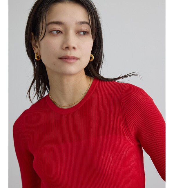 SALON adam et rope'「【WEB限定】シアーリブニットハーフスリーブプルオーバー」|Tシャツ・カットソー|
