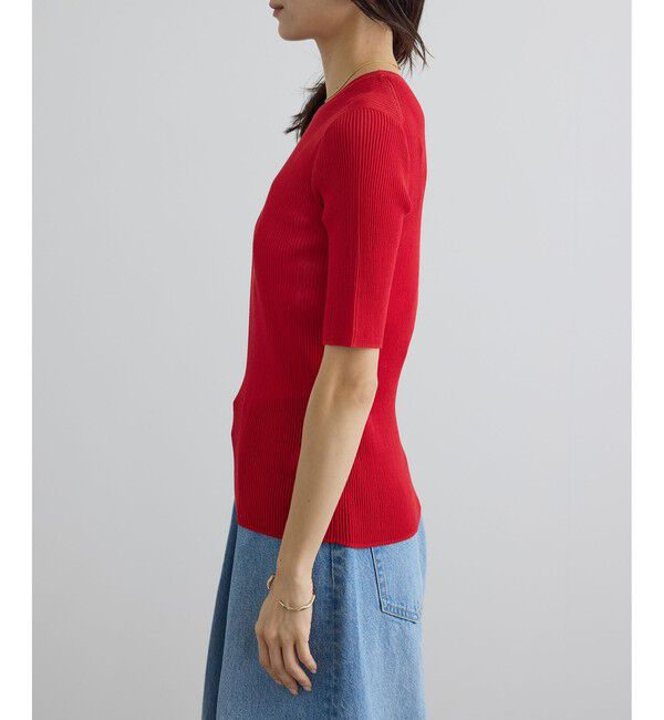 SALON adam et rope'「【WEB限定】シアーリブニットハーフスリーブプルオーバー」|Tシャツ・カットソー|