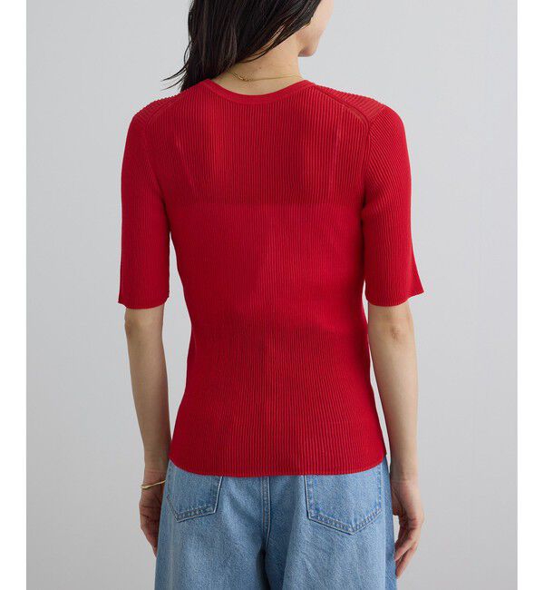 SALON adam et rope'「【WEB限定】シアーリブニットハーフスリーブプルオーバー」|Tシャツ・カットソー|