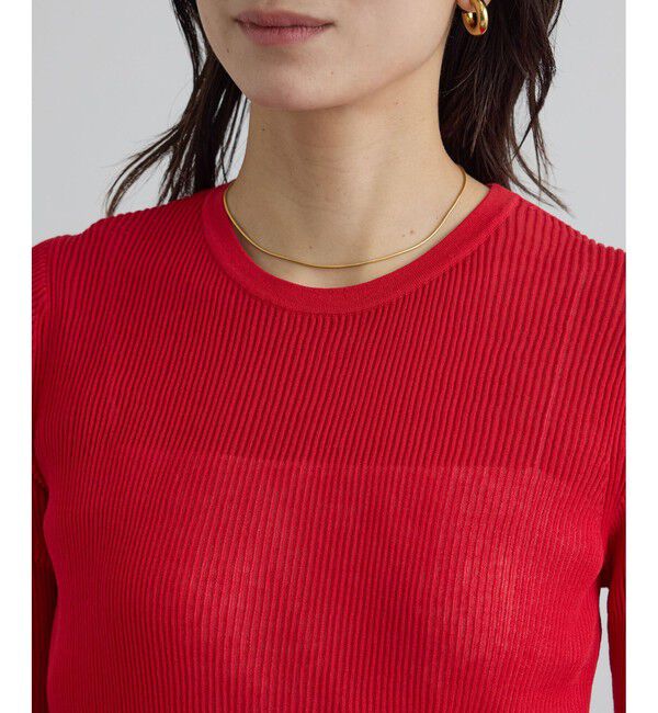SALON adam et rope'「【WEB限定】シアーリブニットハーフスリーブプルオーバー」|Tシャツ・カットソー|