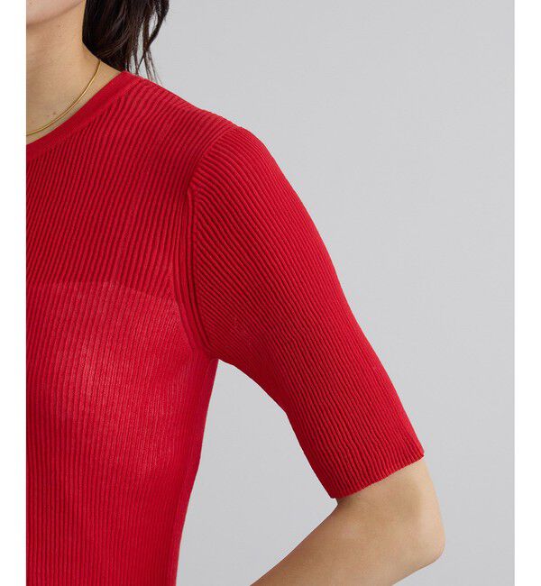 SALON adam et rope'「【WEB限定】シアーリブニットハーフスリーブプルオーバー」|Tシャツ・カットソー|
