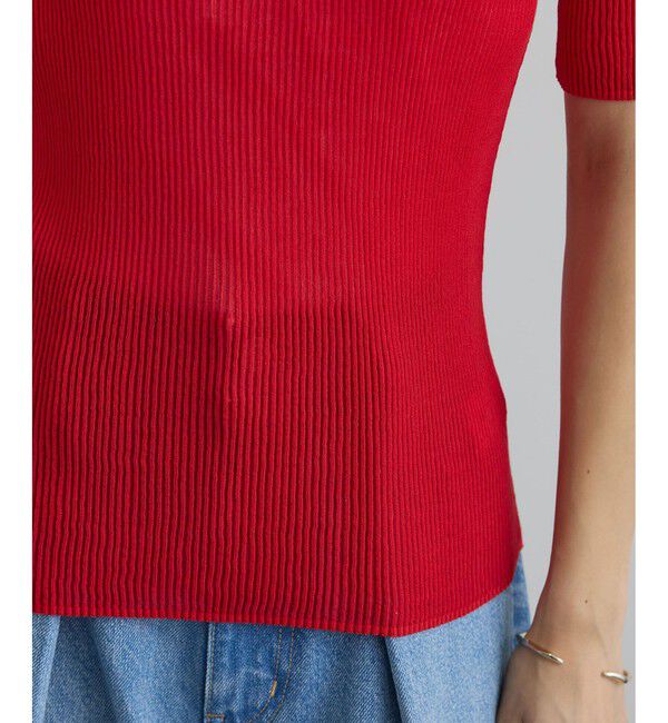 SALON adam et rope'「【WEB限定】シアーリブニットハーフスリーブプルオーバー」|Tシャツ・カットソー|