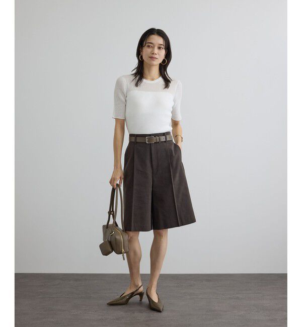 SALON adam et rope'「【WEB限定】シアーリブニットハーフスリーブプルオーバー」|Tシャツ・カットソー|