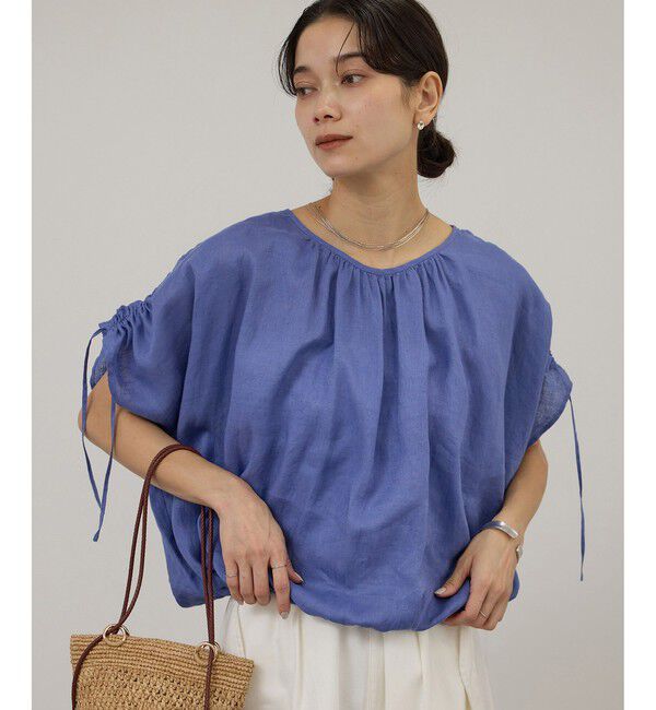 SALON adam et rope'「【WEB限定】ヨーロピアンリネンドロストギャザーブラウス」|シャツ・ブラウス|