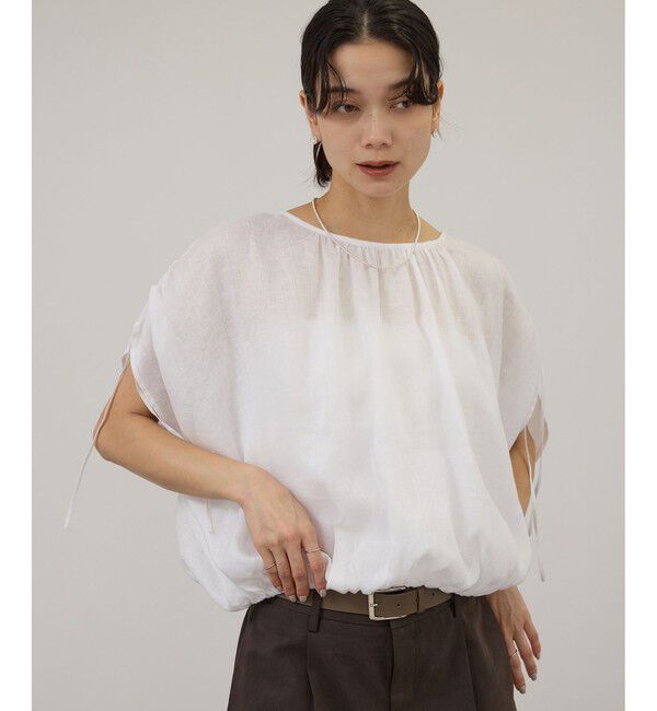 SALON adam et rope'「【WEB限定】ヨーロピアンリネンドロストギャザーブラウス」|シャツ・ブラウス|