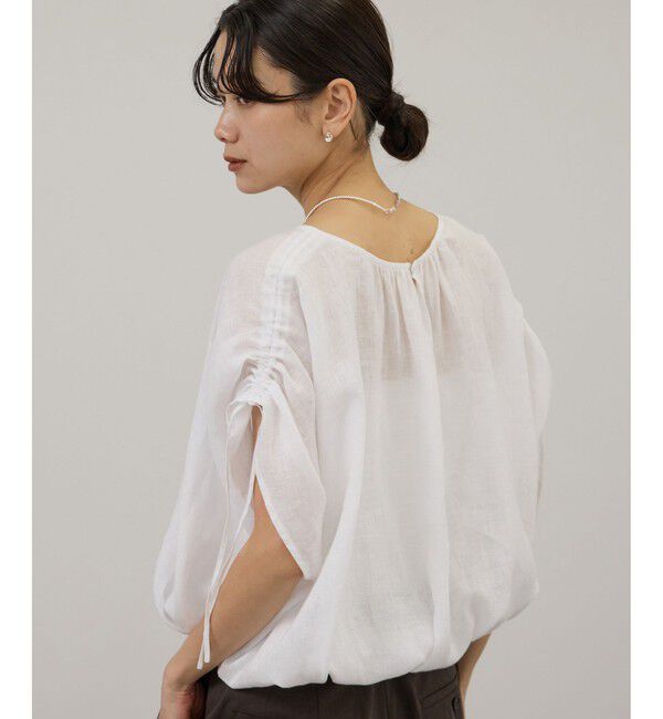 SALON adam et rope'「【WEB限定】ヨーロピアンリネンドロストギャザーブラウス」|シャツ・ブラウス|