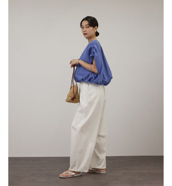 SALON adam et rope'「【WEB限定】ヨーロピアンリネンドロストギャザーブラウス」|シャツ・ブラウス|