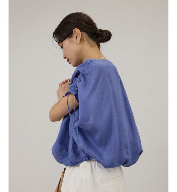 SALON adam et rope'「【WEB限定】ヨーロピアンリネンドロストギャザーブラウス」|シャツ・ブラウス|