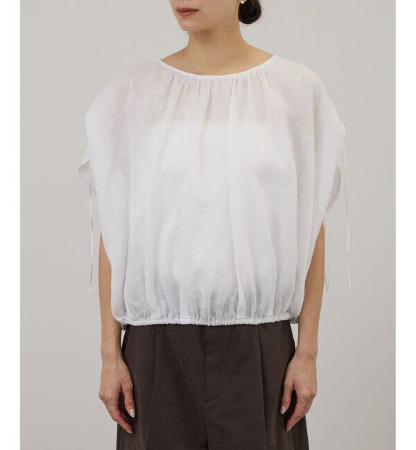 SALON adam et rope'「【WEB限定】ヨーロピアンリネンドロストギャザーブラウス」|シャツ・ブラウス|