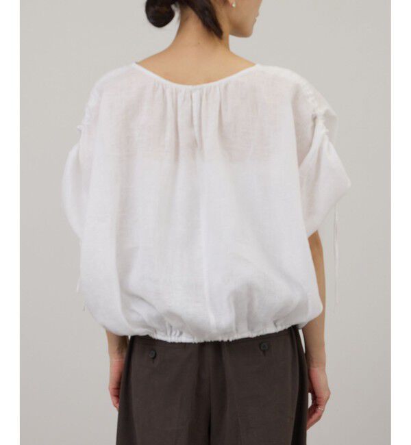 SALON adam et rope'「【WEB限定】ヨーロピアンリネンドロストギャザーブラウス」|シャツ・ブラウス|