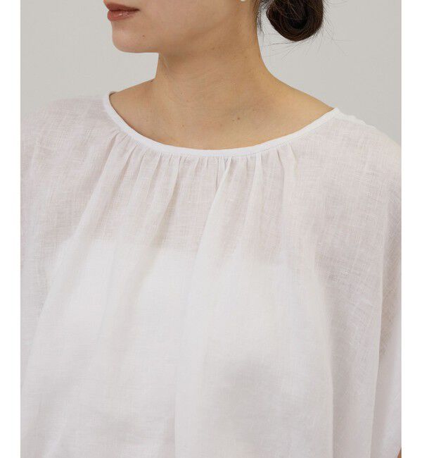 SALON adam et rope'「【WEB限定】ヨーロピアンリネンドロストギャザーブラウス」|シャツ・ブラウス|