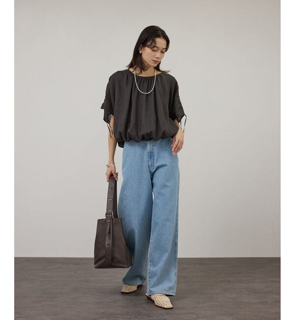 SALON adam et rope'「【WEB限定】ヨーロピアンリネンドロストギャザーブラウス」|シャツ・ブラウス|