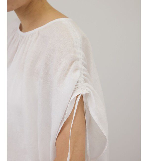 SALON adam et rope'「【WEB限定】ヨーロピアンリネンドロストギャザーブラウス」|シャツ・ブラウス|