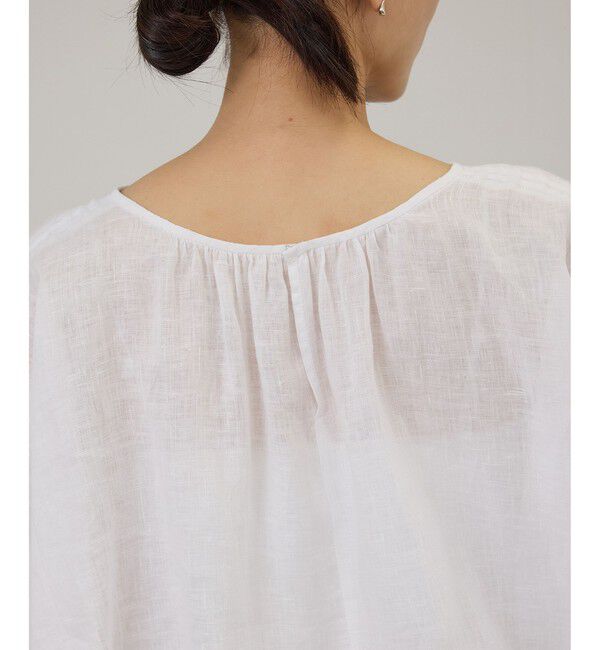 SALON adam et rope'「【WEB限定】ヨーロピアンリネンドロストギャザーブラウス」|シャツ・ブラウス|