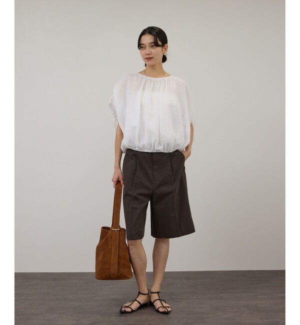 SALON adam et rope'「【WEB限定】ヨーロピアンリネンドロストギャザーブラウス」|シャツ・ブラウス|