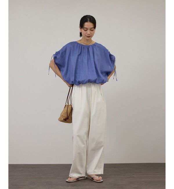 SALON adam et rope'「【WEB限定】ヨーロピアンリネンドロストギャザーブラウス」|シャツ・ブラウス|