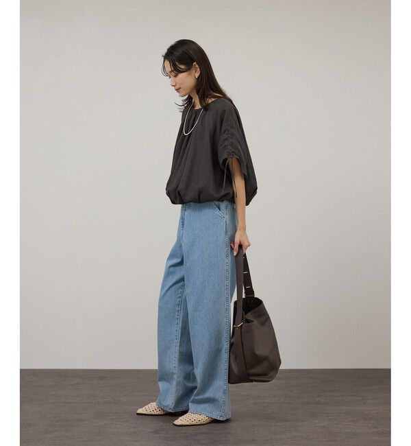 SALON adam et rope'「【WEB限定】ヨーロピアンリネンドロストギャザーブラウス」|シャツ・ブラウス|