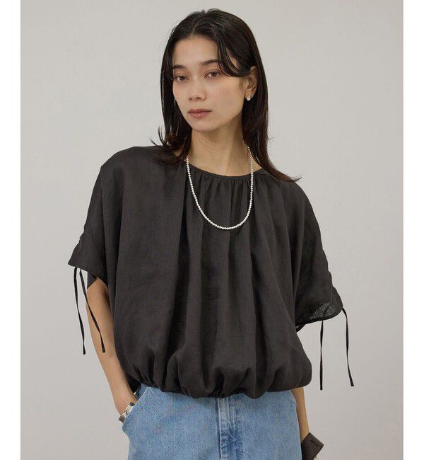 SALON adam et rope'「【WEB限定】ヨーロピアンリネンドロストギャザーブラウス」|シャツ・ブラウス|