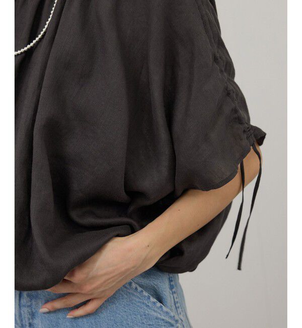 SALON adam et rope'「【WEB限定】ヨーロピアンリネンドロストギャザーブラウス」|シャツ・ブラウス|