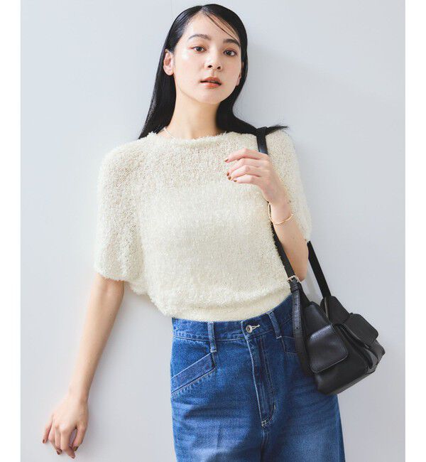 VIS「【WEB限定】リボンヤーンバルーン袖サマーニット」|ニット・セーター|