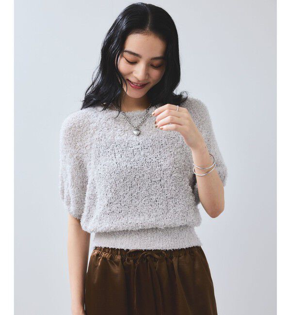 VIS「【WEB限定】リボンヤーンバルーン袖サマーニット」|ニット・セーター|