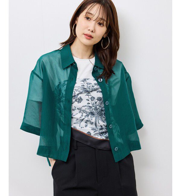 Rope&rsquo;Picnic「【接触冷感】ハーフスリーブシアーシャツ」|シャツ・ブラウス|